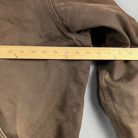 Carhartt Jacket Mens 2XL Brown Hooded Full Zip Up Canvas Quilt Lined Workwear - Picture 10 of 12
